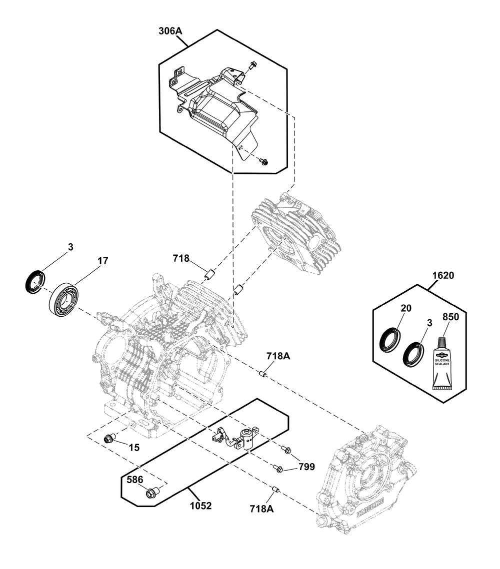 Cylinder Group Diagram and Parts List for 25E337-0030-G1  Briggs and Stratton Engine